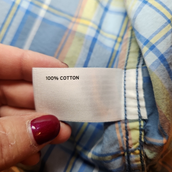 Duluth Untucked Short Slv Button Up Blue Plaid Shirt Mens Large Relaxed Fit BBQ - Picture 7 of 7